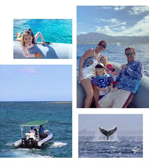 Family-Friendly boat tours oahu. North Shore boat tour on Oahu. Perfect for whale, shark, and Dolphin spotting in Hawaii.